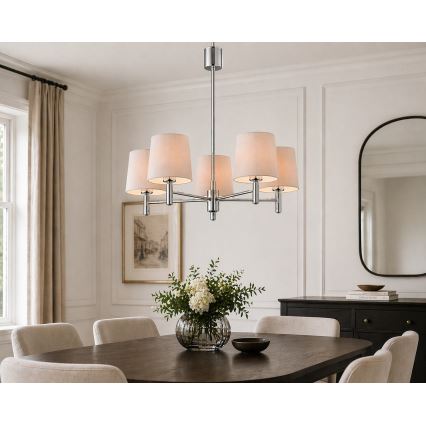 Brilagi - MONTE taklampa på stång 5xE27/15W/230V beige/blank krom