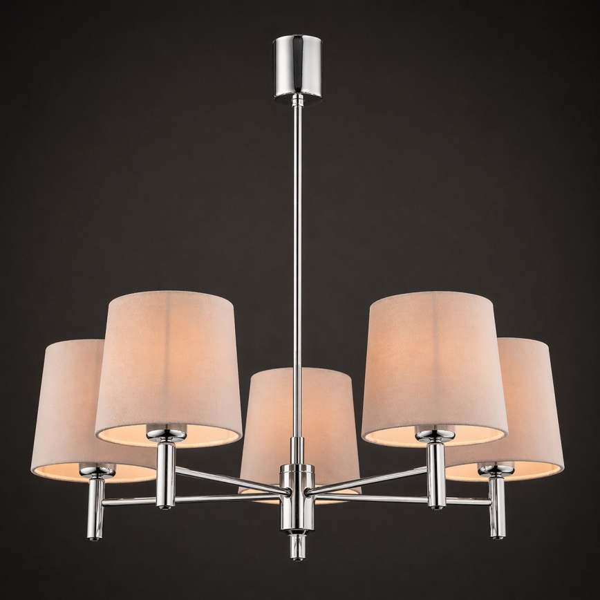 Brilagi - MONTE taklampa på stång 5xE27/15W/230V beige/blank krom