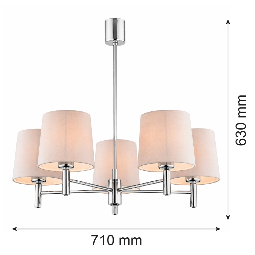 Brilagi - MONTE taklampa på stång 5xE27/15W/230V beige/blank krom