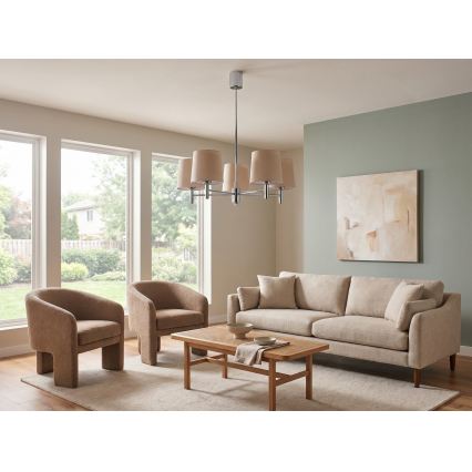 BRILAGI - MONTE taklampa på stång 5xE27/60W/230V beige/blank krom