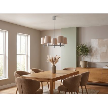 BRILAGI - MONTE taklampa på stång 5xE27/60W/230V beige/blank krom