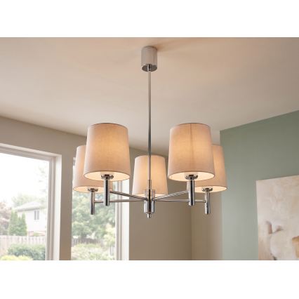 BRILAGI - MONTE taklampa på stång 5xE27/60W/230V beige/blank krom