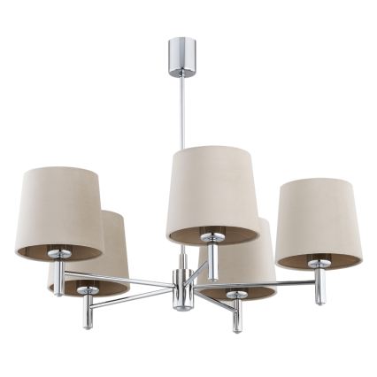 BRILAGI - MONTE taklampa på stång 5xE27/60W/230V beige/blank krom
