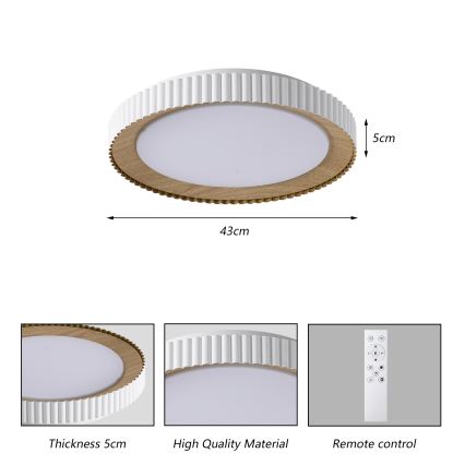 Brilagi - NEXO dimmbar LED-taklampa 48 W, 230 V, 3000–6000 K, vit Ø 43 cm + fjärrkontroll