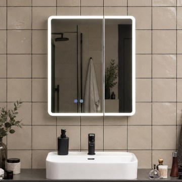 BRILAGI - NOTO DOUBLE LED-spegelskåp för badrum med belysning, 60x70 cm