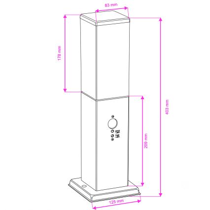Brilagi - NOVA utomhuslampa med sensor 1xE27/15W/230V, 40 cm, IP44, svart