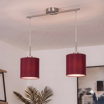 Brilagi - NUBILA LED-ljuskrona på kabel 2xE27/60W/230V, pompejröd