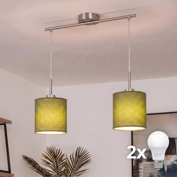 Brilagi - NUBILA LED-pendel med vajer 2xE27/60W/230V grön