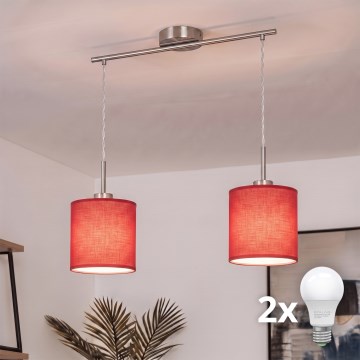 Brilagi - NUBILA LED-pendellampa på vajer 2xE27/60W/230V, röd
