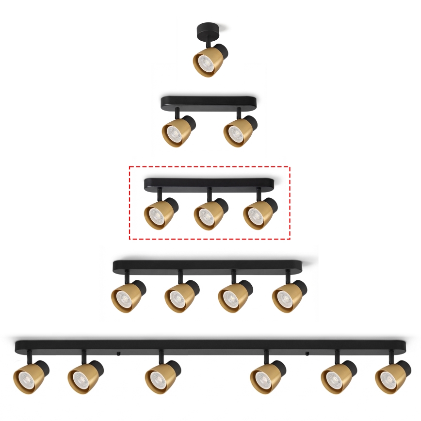 Brilagi - NUGGET LED RGBW dimbar spot 3xGU10/6W/230V svart/guld