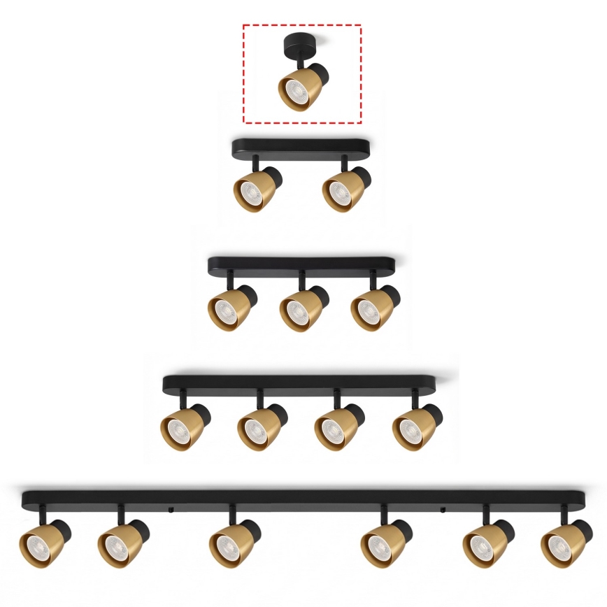 Brilagi - NUGGET spotarmatur 1xGU10/30W/230V svart/guld