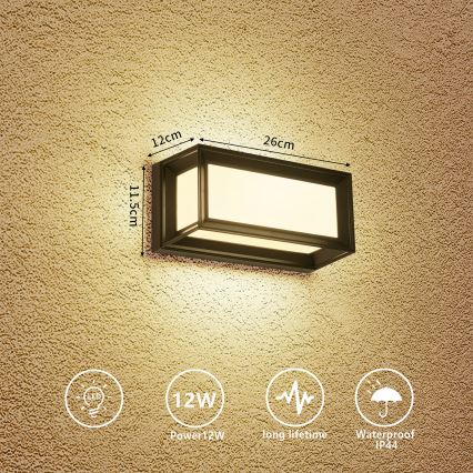 Brilagi - LED utomhusväggarmatur PARKER LED/12W/230V 3000/4500/6000K svart IP44