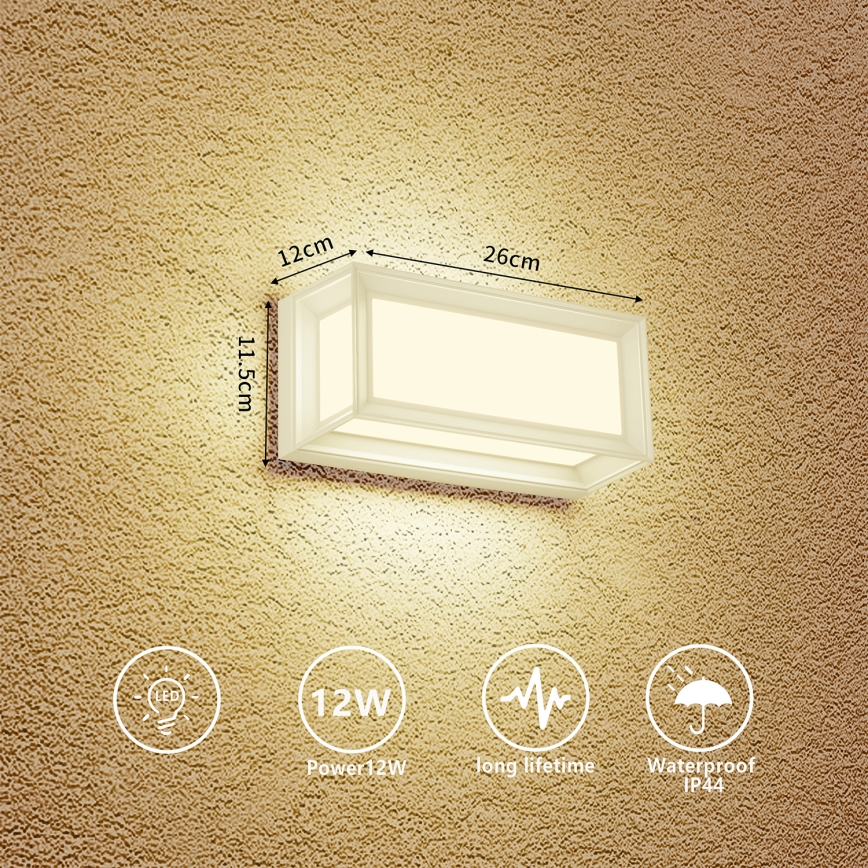 Brilagi - LED utomhusvägglampa PARKER LED/12W/230V 3000/4500/6000K vit IP44