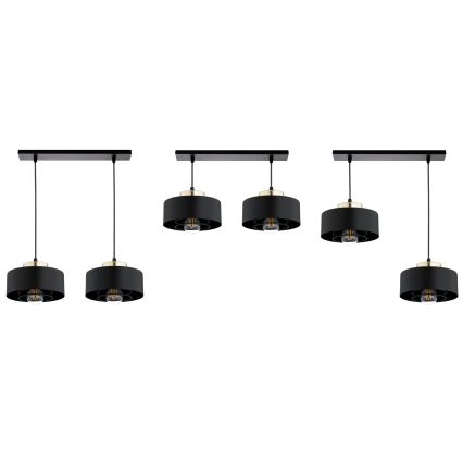 Brilagi - Pendel med kabel SPRING 2xE27/60W/230V svart/guld