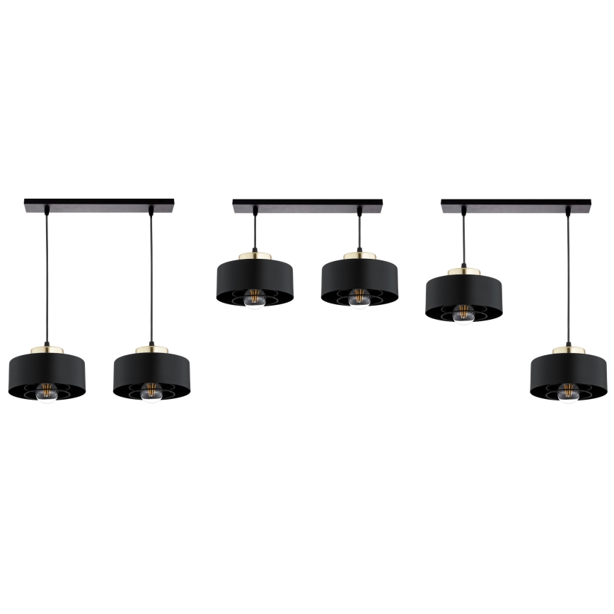 Brilagi - Pendel med kabel SPRING 2xE27/60W/230V svart/guld