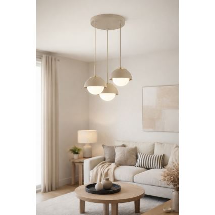 Brilagi - Pendel med sladd COSMO 3xE27/60W/230V beige/guld