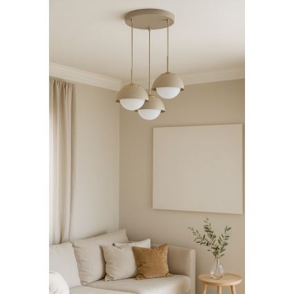 Brilagi - Pendel med sladd COSMO 3xE27/60W/230V beige/guld