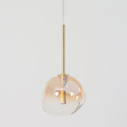 BRILAGI - Pendel med vajer VULCANO 1xG9/8W/230V Ø 15 cm guld/rökbeige