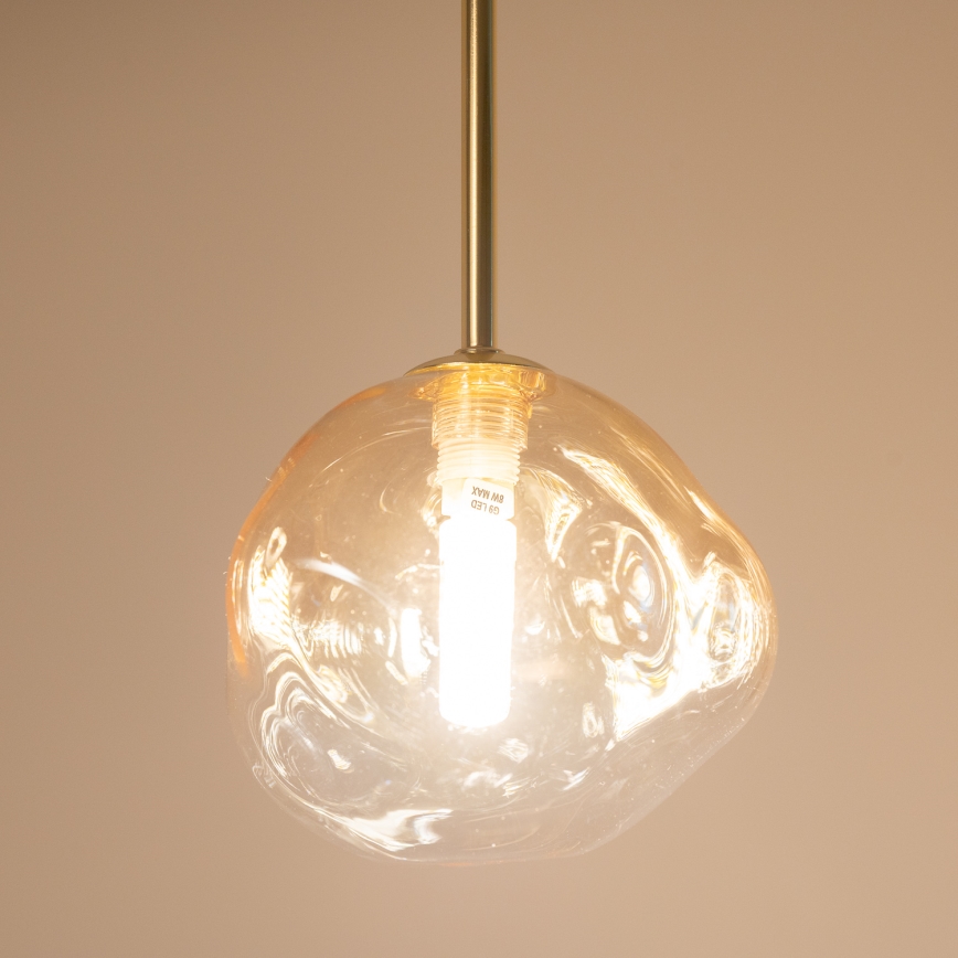 BRILAGI - Pendel med vajer VULCANO 1xG9/8W/230V Ø 15 cm guld/rökbeige