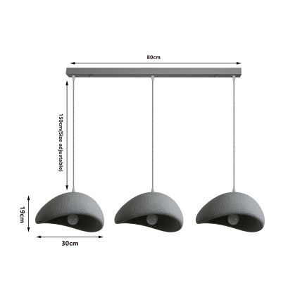BRILAGI - Pendel på kabel WABI SABI 3xE27/60W/230V grå
