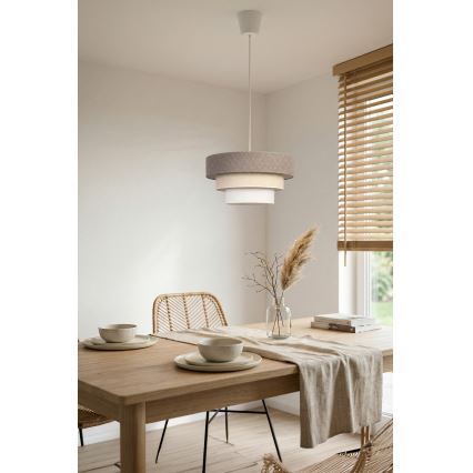 Brilagi - Pendellampa LUNETA med kabel 1xE27/60W/230V Ø 40 cm grå/krämvit/vit