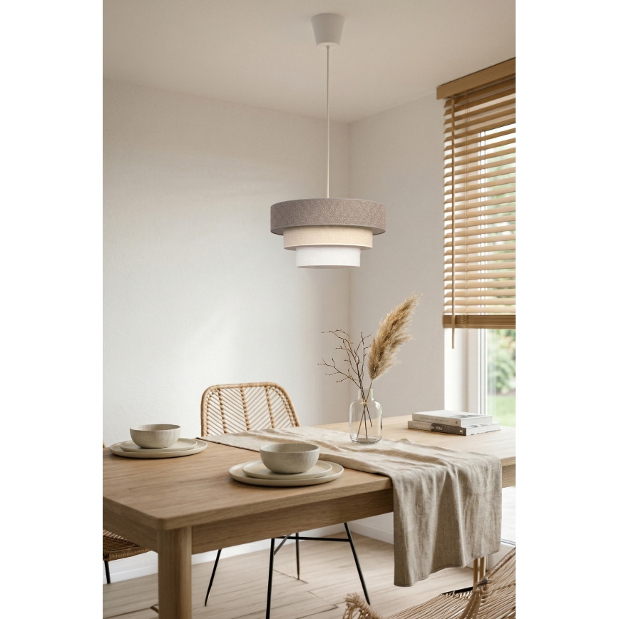 Brilagi - Pendellampa LUNETA med kabel 1xE27/60W/230V Ø 40 cm grå/krämvit/vit
