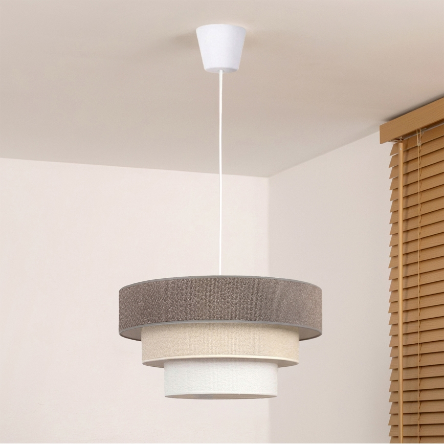 Brilagi - Pendellampa LUNETA med kabel 1xE27/60W/230V Ø 40 cm grå/krämvit/vit