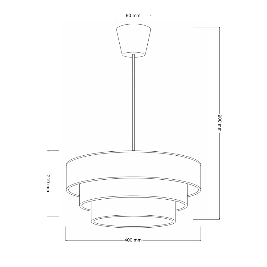 Brilagi - Pendellampa LUNETA med kabel 1xE27/60W/230V Ø 40 cm grå/krämvit/vit