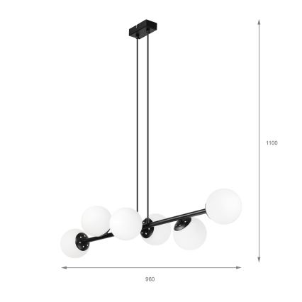 Brilagi - Pendellampa MALONY 6xE14/20W/230V svart
