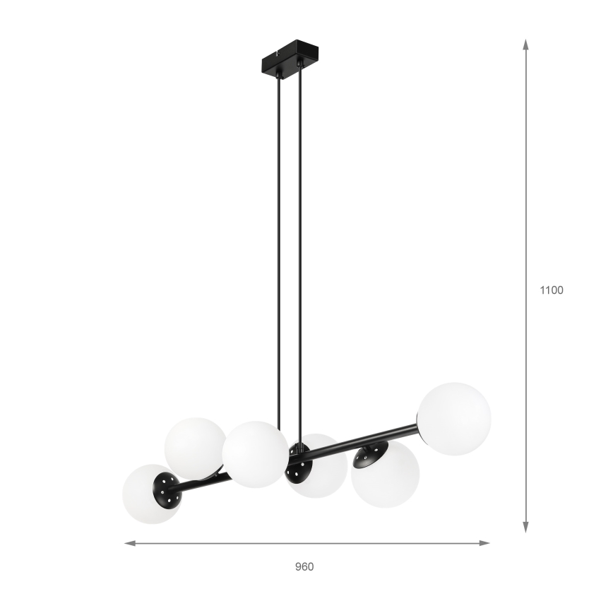 Brilagi - Pendellampa MALONY 6xE14/20W/230V svart