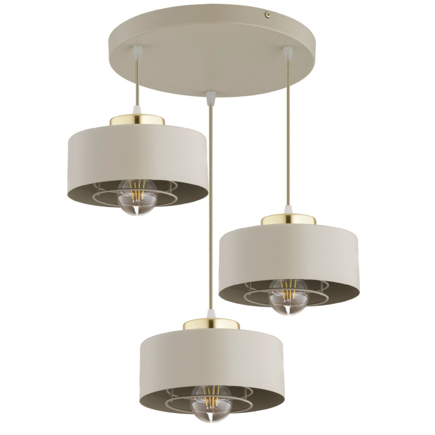 Brilagi - Pendellampa med kabel 3xE27/60W/230V beige/guld