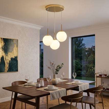 BRILAGI - Pendellampa med kabel MILO 3xE27/60W/230V guldfärgad