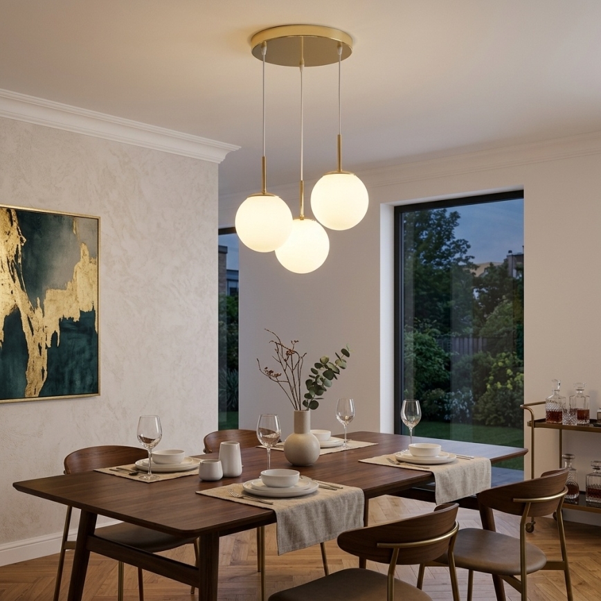 BRILAGI - Pendellampa med kabel MILO 3xE27/60W/230V guldfärgad