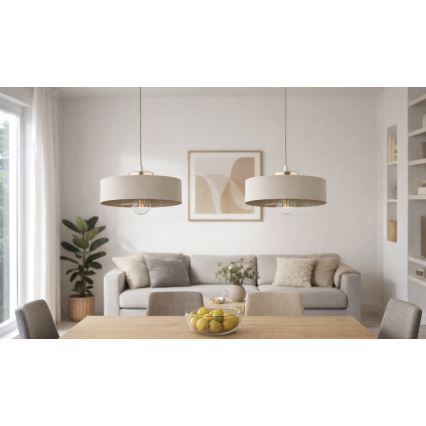 Brilagi - Pendellampa med kabel SPRING 1xE27/60W/230V Ø 30 cm beige/guld
