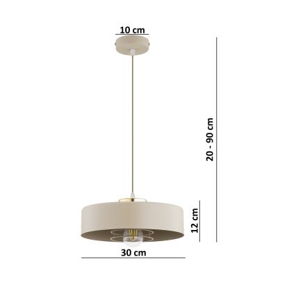 Brilagi - Pendellampa med kabel SPRING 1xE27/60W/230V Ø 30 cm beige/guld