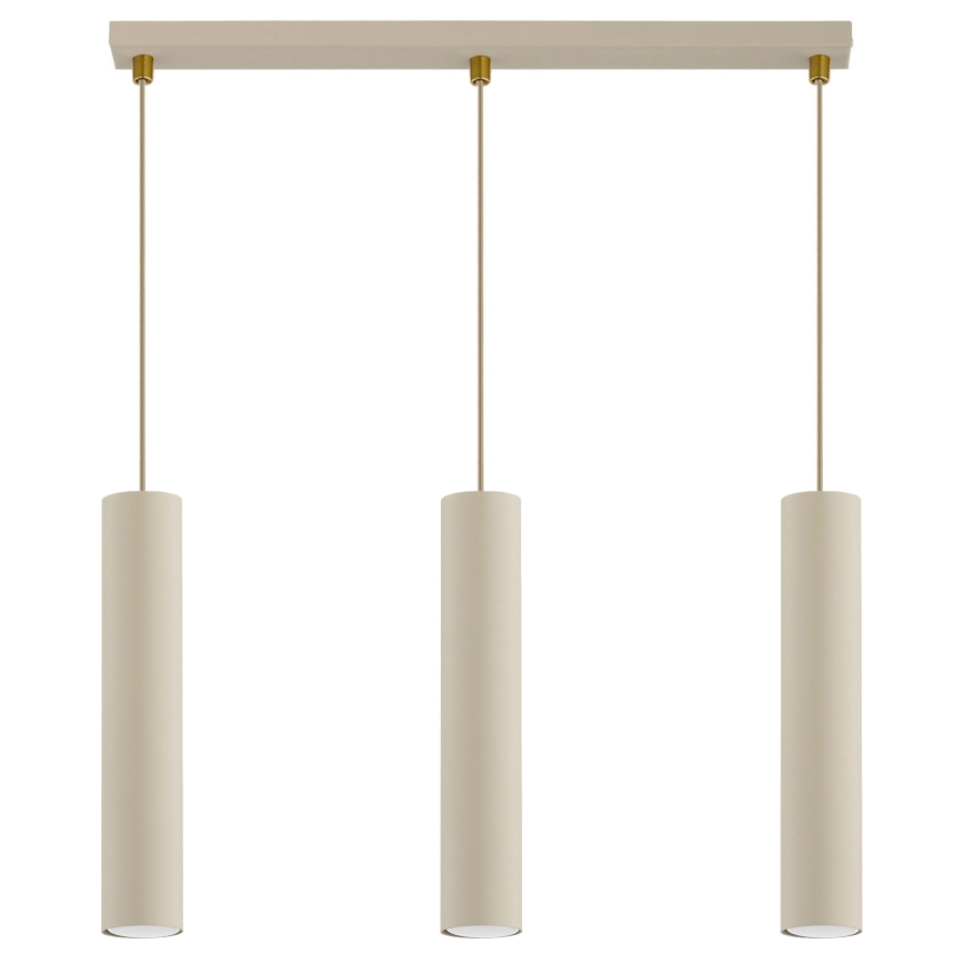 Brilagi - Pendellampa med kabel TUBE 3xGU10/15W/230V beige/guld