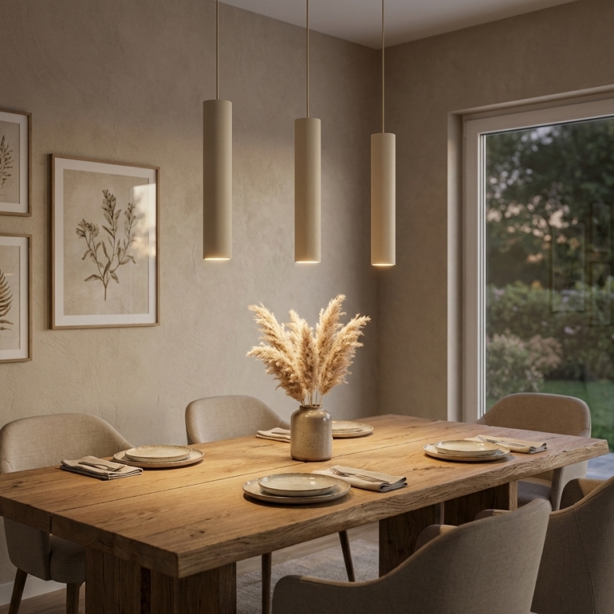 Brilagi - Pendellampa med kabel TUBE 3xGU10/15W/230V beige/guld