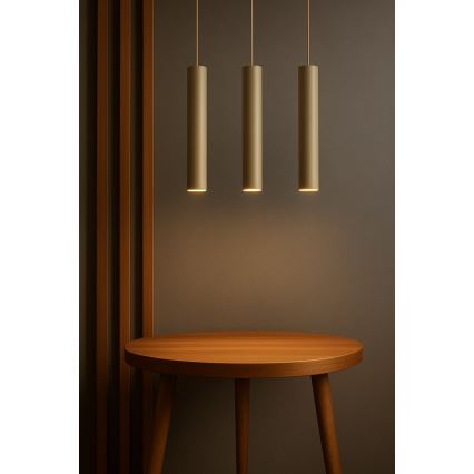 Brilagi - Pendellampa med kabel TUBE 3xGU10/15W/230V beige/guld