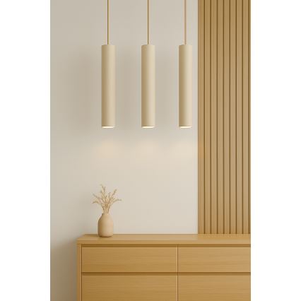 Brilagi - Pendellampa med kabel TUBE 3xGU10/15W/230V beige/guld
