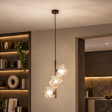 BRILAGI - Pendellampa med kabel VULCANO 3xG9/8W/230V brons/rökbeige