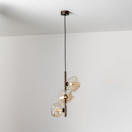 BRILAGI - Pendellampa med kabel VULCANO 3xG9/8W/230V brons/rökbeige