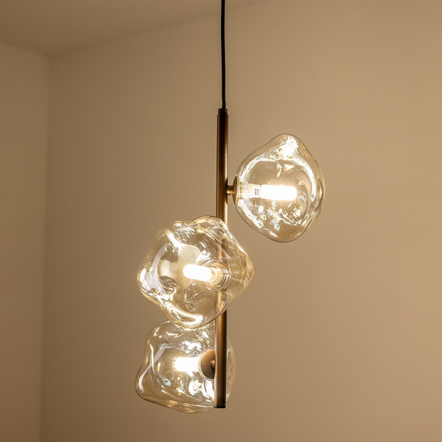 BRILAGI - Pendellampa med kabel VULCANO 3xG9/8W/230V brons/rökbeige