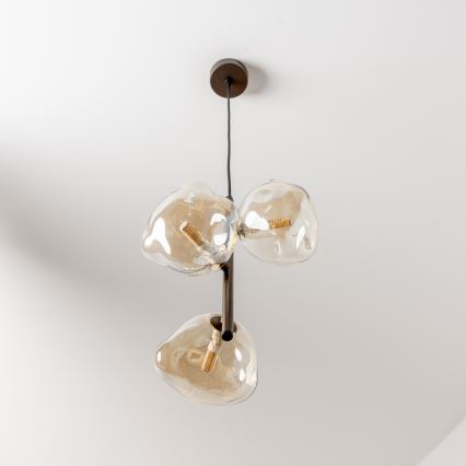 BRILAGI - Pendellampa med kabel VULCANO 3xG9/8W/230V brons/rökbeige