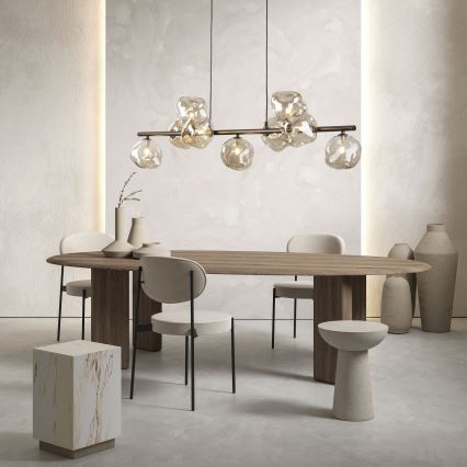 Brilagi - Pendellampa med kabel VULCANO 9xG9/8W/230V brun/rökig beige