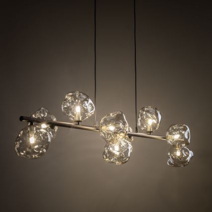 Brilagi - Pendellampa med kabel VULCANO 9xG9/8W/230V brun/rökig beige
