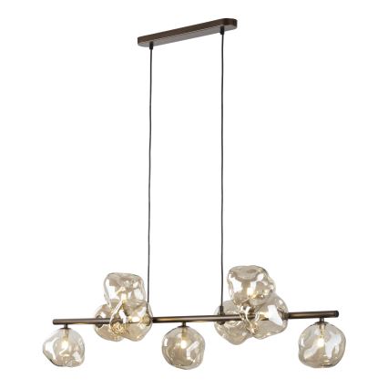 Brilagi - Pendellampa med kabel VULCANO 9xG9/8W/230V brun/rökig beige