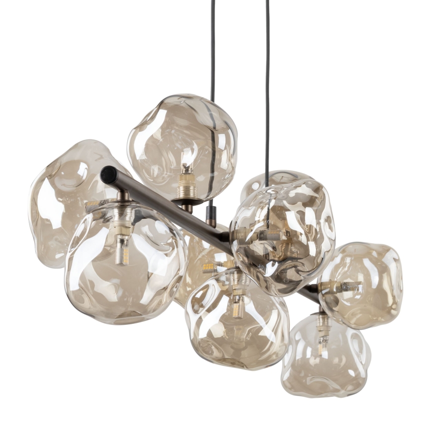 Brilagi - Pendellampa med kabel VULCANO 9xG9/8W/230V brun/rökig beige