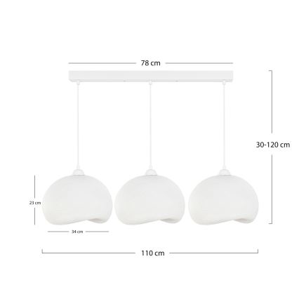 Brilagi - Pendellampa med kabel WABI SABI 3xE27/40W/230V vit