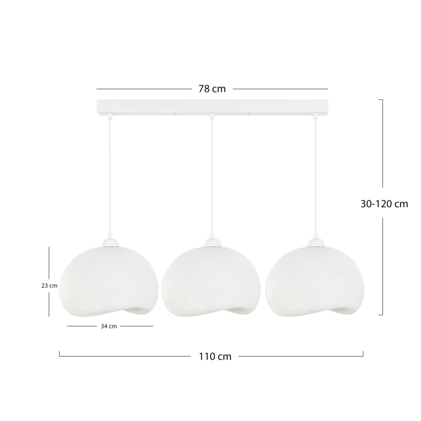 Brilagi - Pendellampa med kabel WABI SABI 3xE27/40W/230V vit