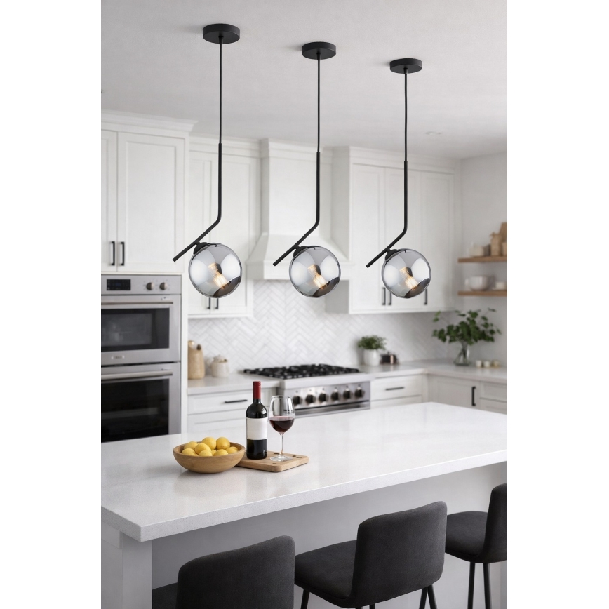Brilagi - Pendellampa med sladd 1xE27/60W/230V svart/rökgrå